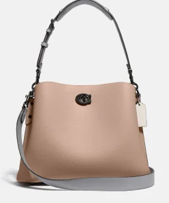 Bucket Bags*Coach Willow Leather Bucket Bag Taupe Multi