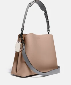 Bucket Bags*Coach Willow Leather Bucket Bag Taupe Multi