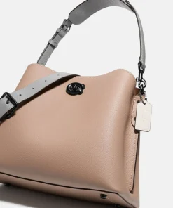 Bucket Bags*Coach Willow Leather Bucket Bag Taupe Multi