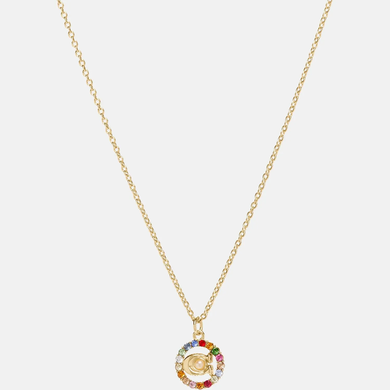 Jewellery Sets*Coach Women's C Multi Crystal Necklace - Gold/Multicolour