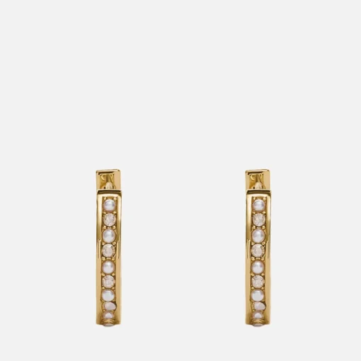 Earrings*Coach Women's Classic Pearl Huggie - Gold