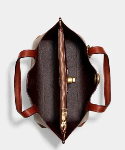 Tote Bags*Coach Women's Coated Canvas Signature Willow Tote Bag 24 - Tan Rust