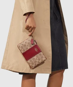 Home Accessories*Coach Women's Colorblock Coated Canvas Small Wristlet - Tan Rust