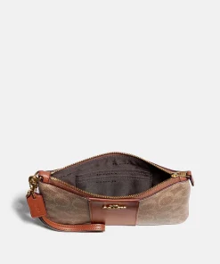 Home Accessories*Coach Women's Colorblock Coated Canvas Small Wristlet - Tan Rust