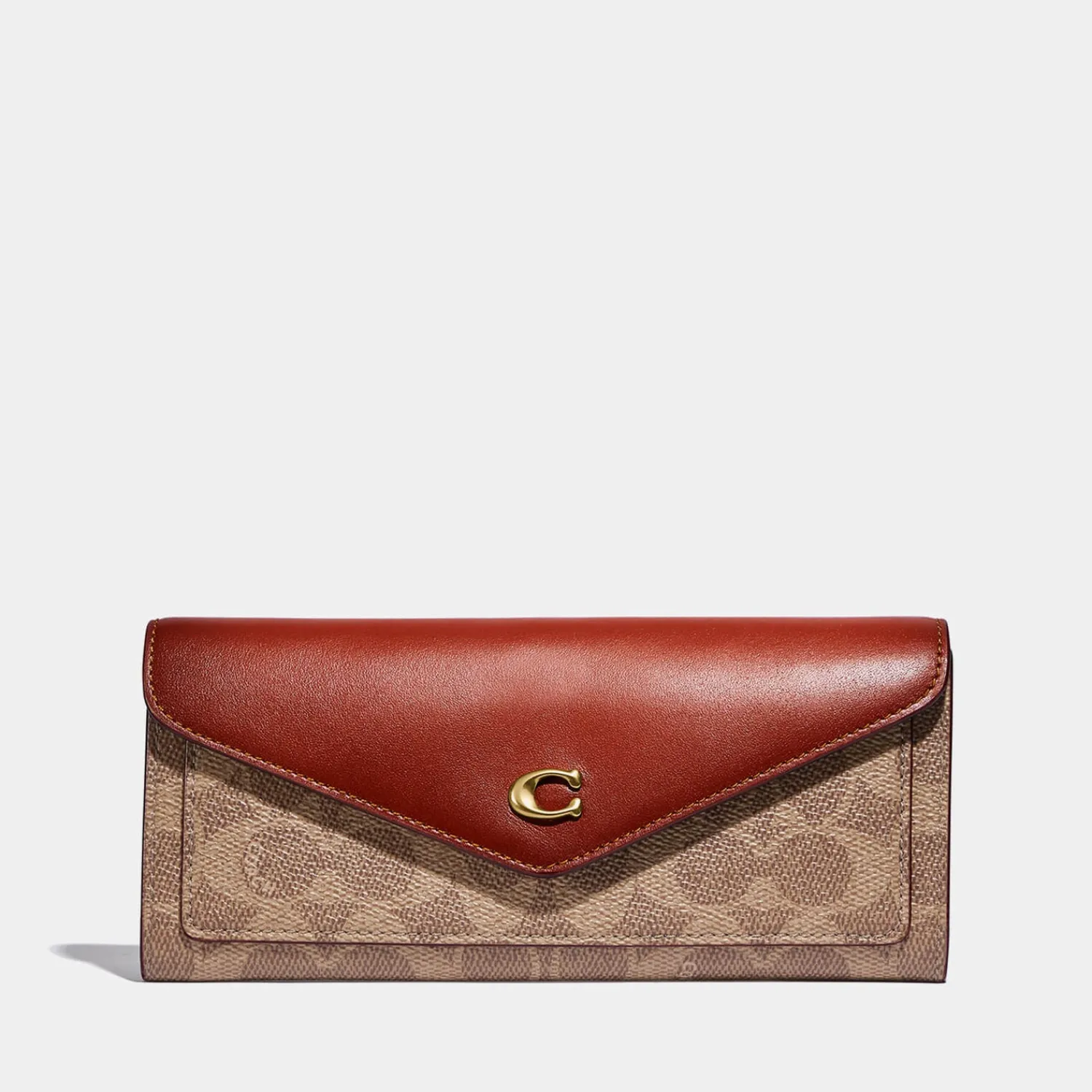 Purses And Cardholders*Coach Women's Colorblock Signature Wyn Soft Wallet - Tan Rust