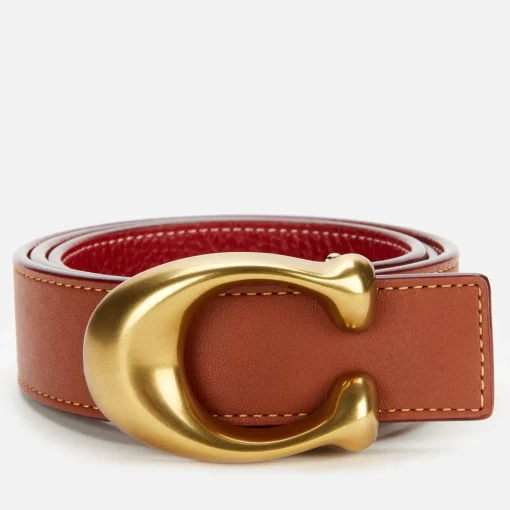Belts*Coach Women's 32Mm C Reversible Belt - Tan/Red 1941 Saddle