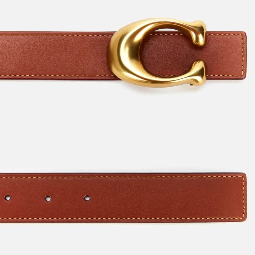 Belts*Coach Women's 32Mm C Reversible Belt - Tan/Red 1941 Saddle
