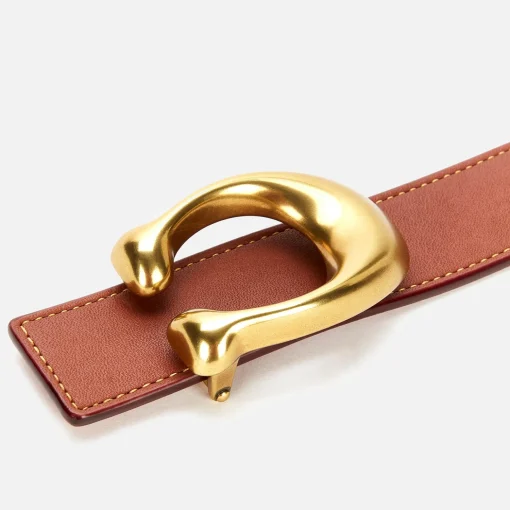 Belts*Coach Women's 32Mm C Reversible Belt - Tan/Red 1941 Saddle