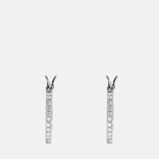 Earrings*Coach Women's Pave Huggie Earrings - Sv/Clear