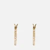 Earrings*Coach Women's Pave Huggie Earrings - Gd/Clear