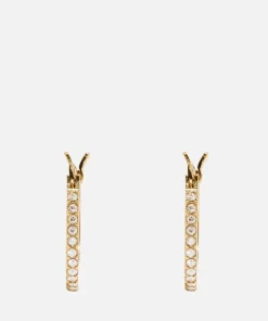 Earrings*Coach Women's Pave Huggie Earrings - Gd/Clear
