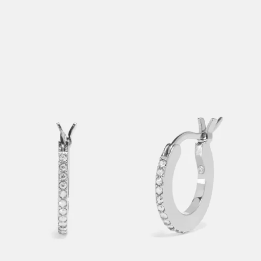 Earrings*Coach Women's Pave Huggie Earrings - Sv/Clear