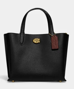 Tote Bags*Coach Women's Polished Pebble Willow Tote Bag 24 - Black