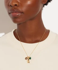 Necklaces*Coach Women's Rexy Heart Charm Pendant Necklace - Gold/Green