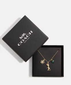 Necklaces*Coach Women's Rexy Heart Charm Pendant Necklace - Gold/Green