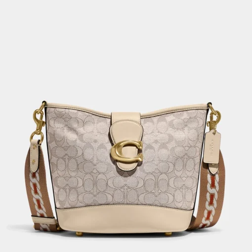 Bucket Bags*Coach Women's Signature Jacquard Tali Bucket Bag - Ivory