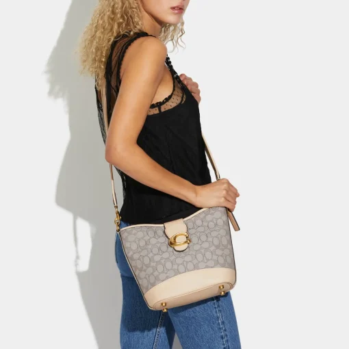 Bucket Bags*Coach Women's Signature Jacquard Tali Bucket Bag - Ivory