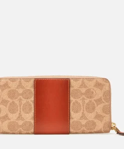 Purses And Cardholders*Coach Women's Signature Zip Wallet - Tan Rust