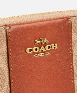 Purses And Cardholders*Coach Women's Signature Zip Wallet - Tan Rust