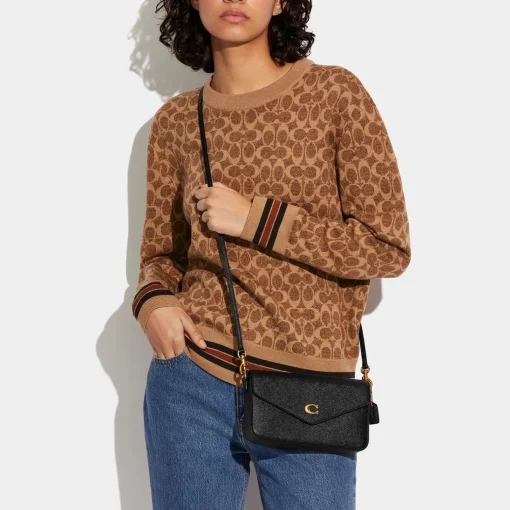 Crossbody Bags*Coach Wyn Crossgrain Leather Crossbody - Black