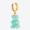 Earrings*Crystal Haze Women's Pave Nostalgia Single Bear Hoop - Havana