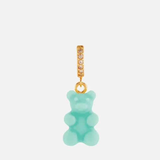 Earrings*Crystal Haze Women's Pave Nostalgia Single Bear Hoop - Havana