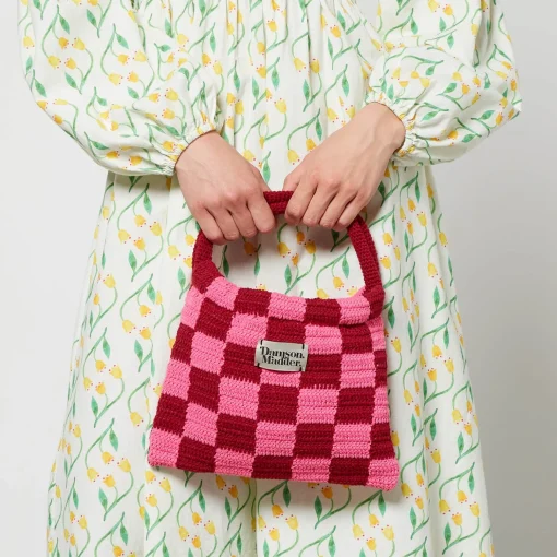 Shoulder Bags*Damson Madder Checkerboard Crochet Bag