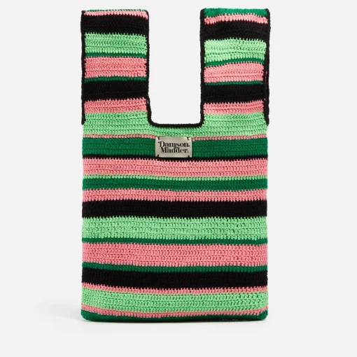 Shoulder Bags*Damson Madder Striped Crochet Bag