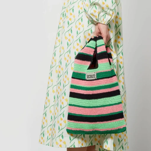 Shoulder Bags*Damson Madder Striped Crochet Bag