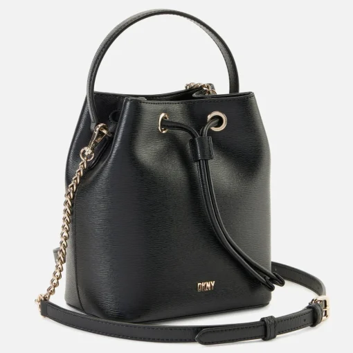 Bucket Bags*DKNY Women's Bryant Drawstring Bucket Bag - Black/Gold