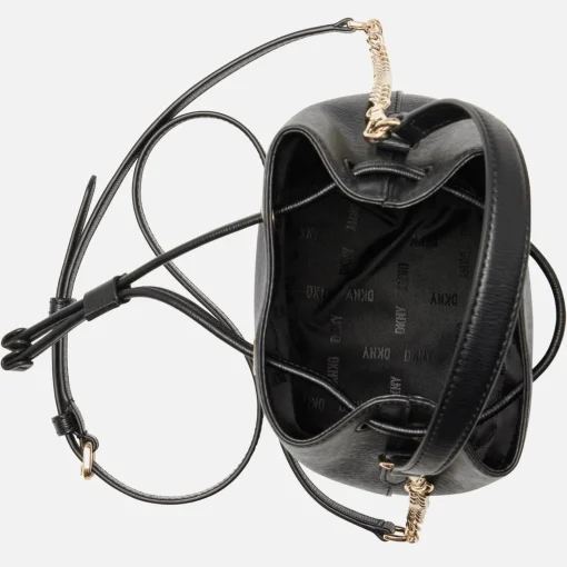 Bucket Bags*DKNY Women's Bryant Drawstring Bucket Bag - Black/Gold