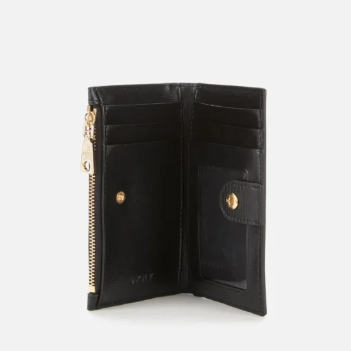 Purses And Cardholders*DKNY Women's Bryant-New Bifold Card Holder - Sutton - Black/Gold