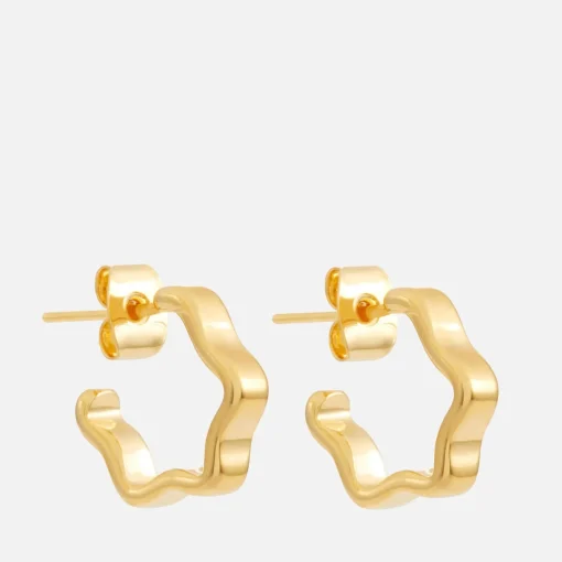 Earrings*Estella Bartlett Flat Wave Gold-Tone Hoop Earrings