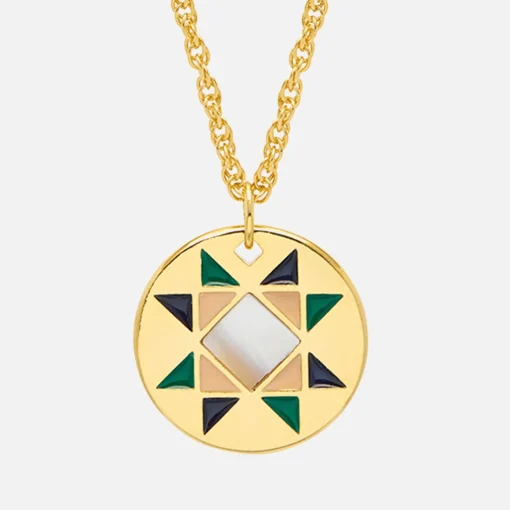 Necklaces*Estella Bartlett Gold-Plated Quilted Pattern Round Pendant
