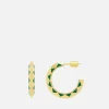Earrings*Estella Bartlett Gold-Plated Quilting Pattern Inlay Hoops Malachite