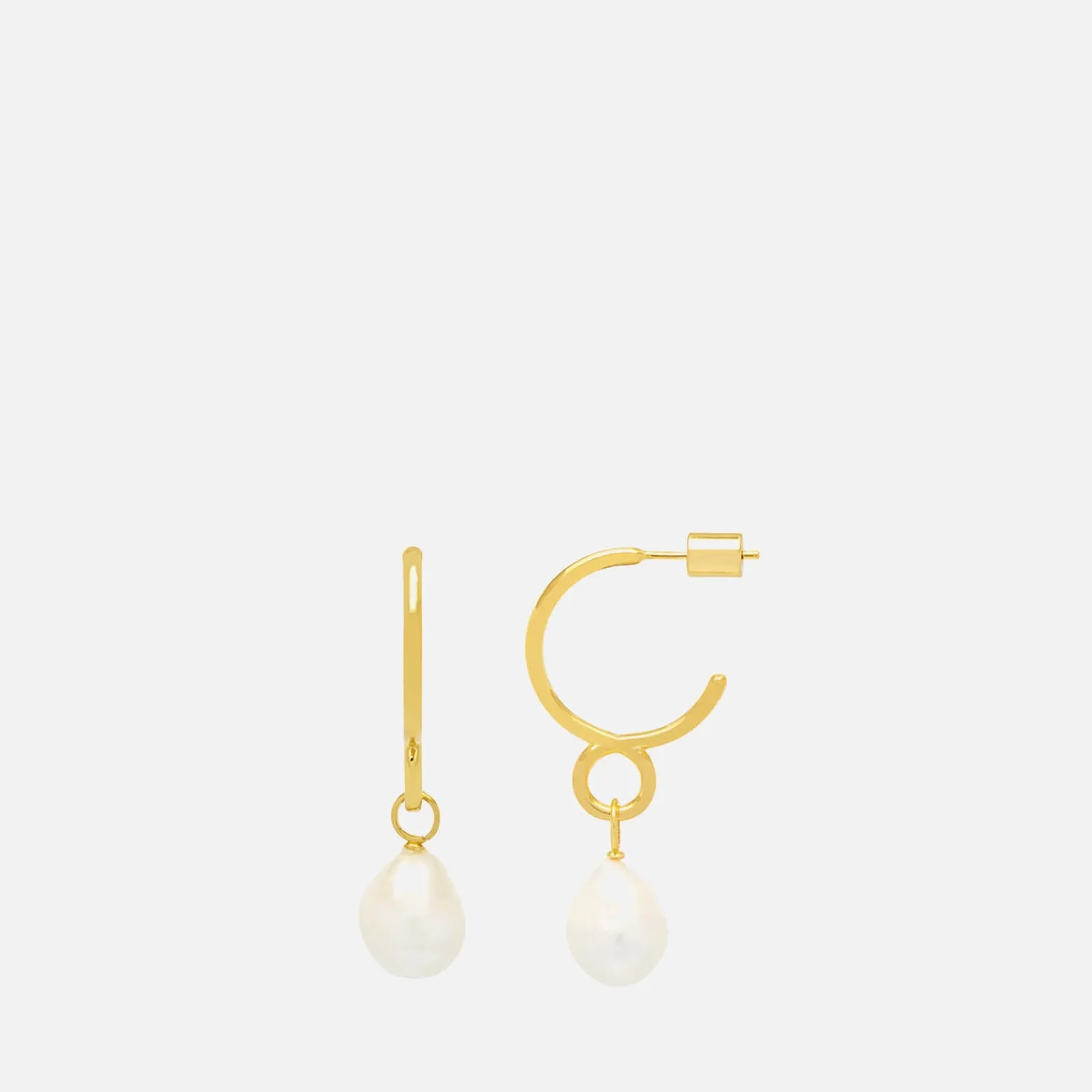 Earrings*Estella Bartlett Gold-Plated Organic Twist Pearl Drop Hoop