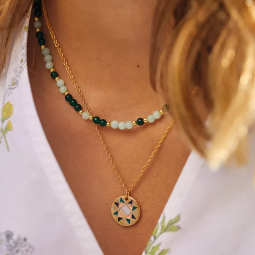 Necklaces*Estella Bartlett Gold-Plated Quilted Pattern Round Pendant