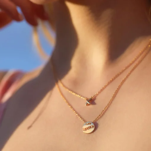 Necklaces*Estella Bartlett Gold-Plated Lucky Cut Out Disc Necklace