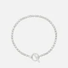 Bracelets & Bangles*Estella Bartlett Women's Tennis Bracelet With Groove Circle T-Bar - Silver Plated