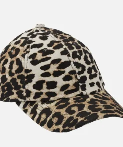 Hats Scarves & Gloves*Ganni Women's Organic Cotton Cap - Leopard