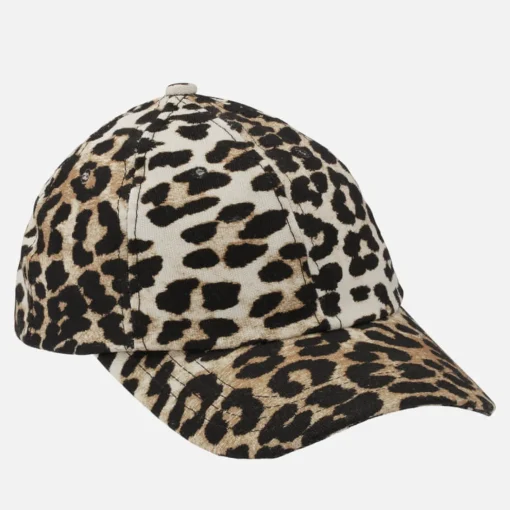 Hats Scarves & Gloves*Ganni Women's Organic Cotton Cap - Leopard