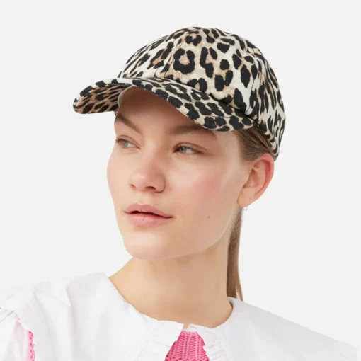 Hats Scarves & Gloves*Ganni Women's Organic Cotton Cap - Leopard