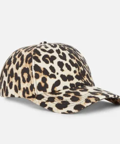 Hats Scarves & Gloves*Ganni Women's Organic Cotton Cap - Leopard