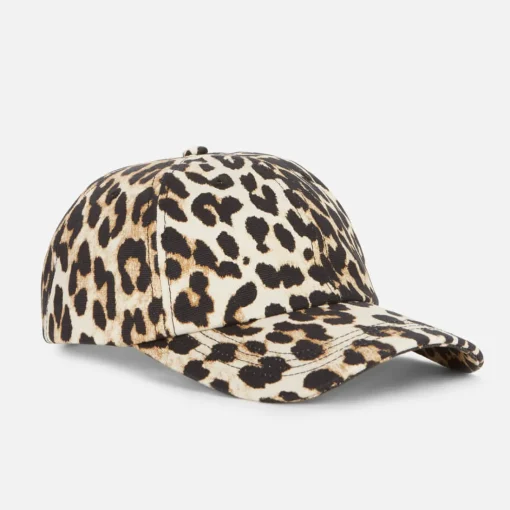 Hats Scarves & Gloves*Ganni Women's Organic Cotton Cap - Leopard