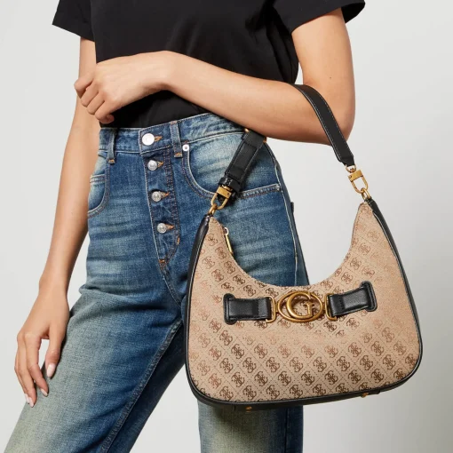 Shoulder Bags*Guess Aviana Logo-Jacquard And Faux Leather Bag