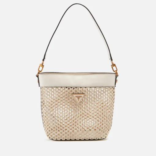 Bucket Bags*Guess Vikky Logo-Appliqued Raffia Bucket Bag