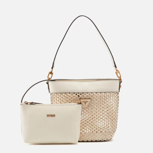 Bucket Bags*Guess Vikky Logo-Appliqued Raffia Bucket Bag