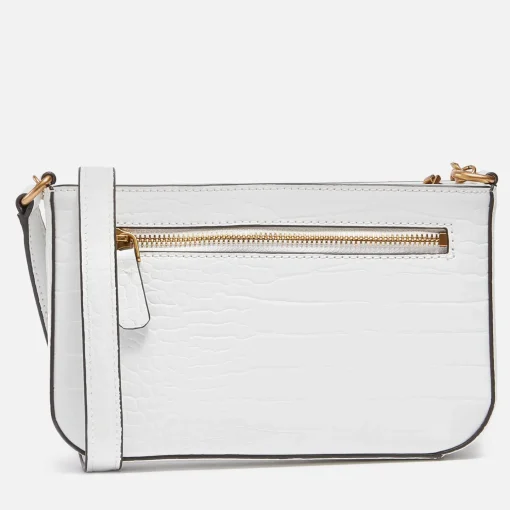 Shoulder Bags*Guess Women's Katey Croc Mini Top Zip Shoulder Bag - White