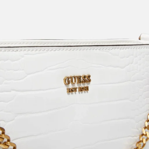 Shoulder Bags*Guess Women's Katey Croc Mini Top Zip Shoulder Bag - White