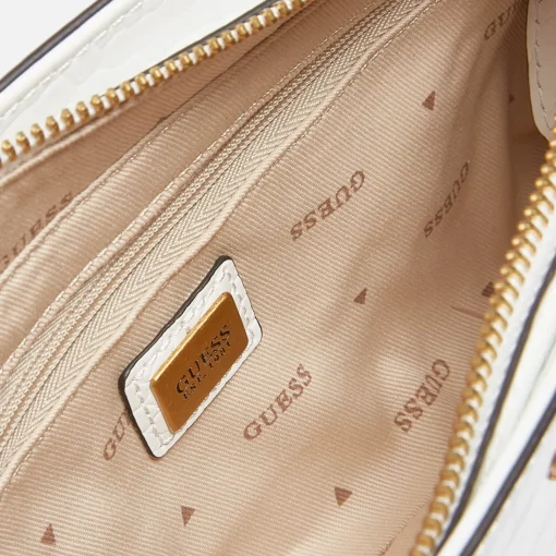 Shoulder Bags*Guess Women's Katey Croc Mini Top Zip Shoulder Bag - White